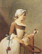 Jean Baptiste Simeon Chardin Girl with a Racquet and Shuttlecock (mk08) Spain oil painting reproduction